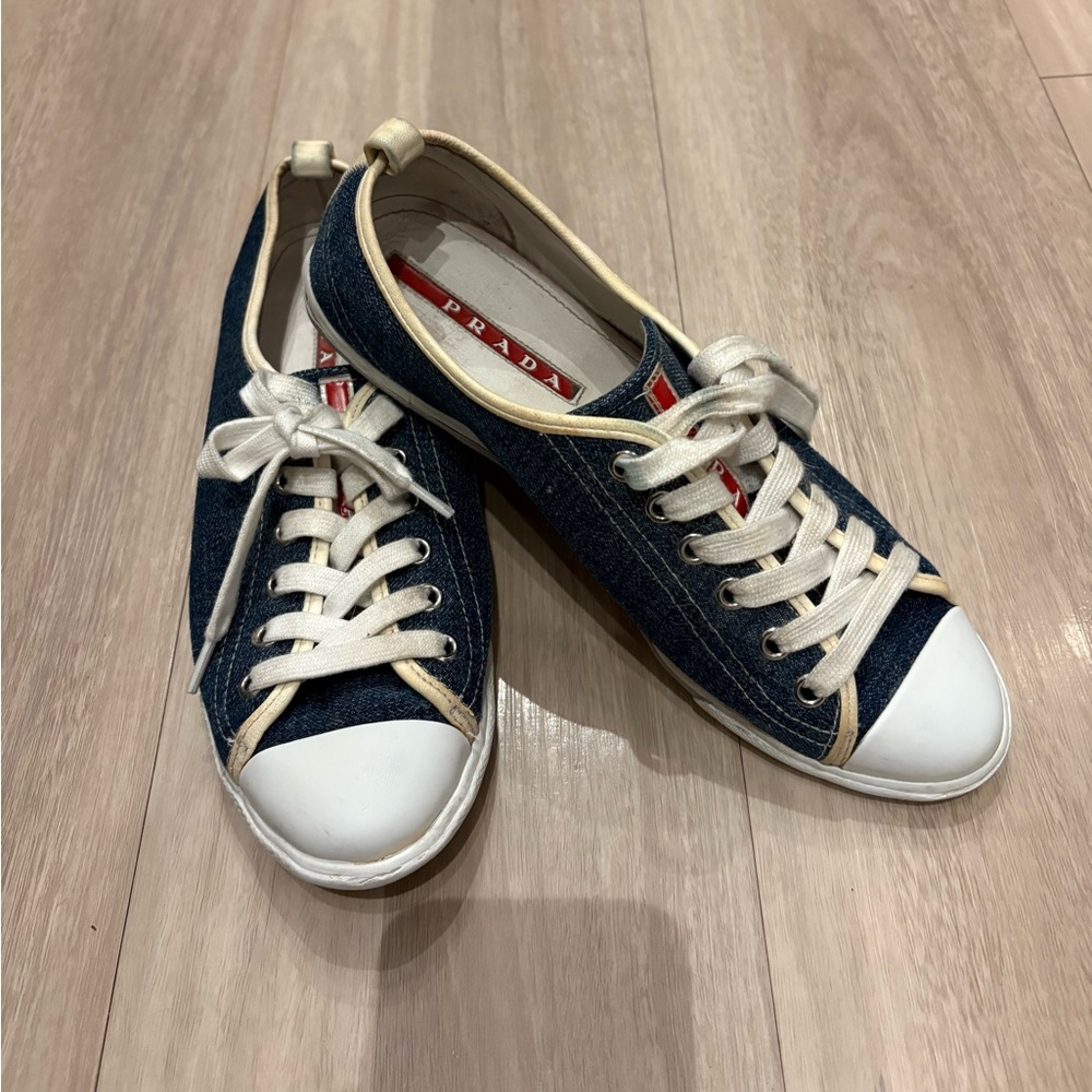 Authentic Prada size 39 denim Women's Sneakers - good used condition